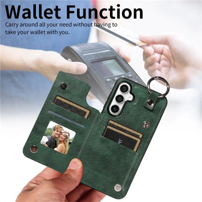 003 For Samsung Galaxy S23 FE Case Leather Ring Buckle Phone Back Cover Kickstand