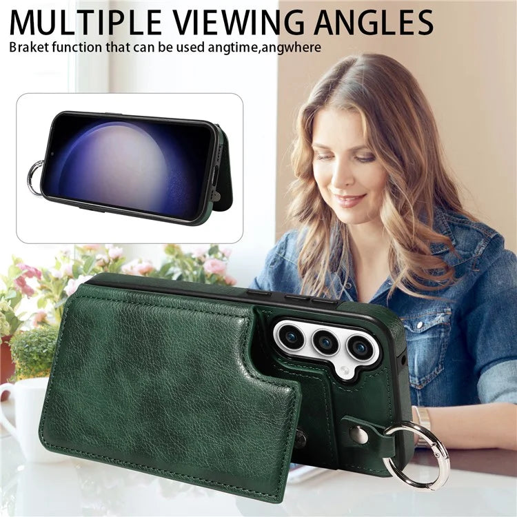 003 For Samsung Galaxy S23 FE Case Leather Ring Buckle Phone Back Cover Kickstand