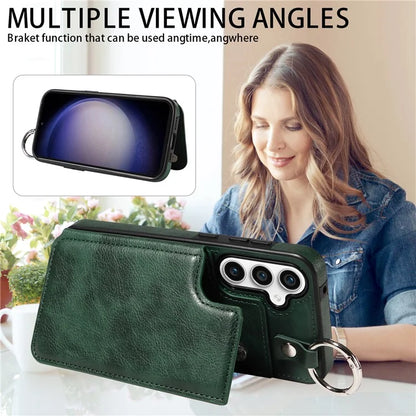 003 For Samsung Galaxy S23 FE Case Leather Ring Buckle Phone Back Cover Kickstand