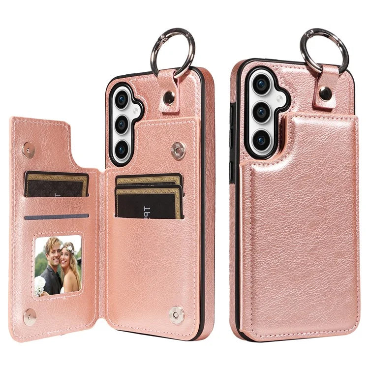 003 For Samsung Galaxy S23 FE Case Leather Ring Buckle Phone Back Cover Kickstand