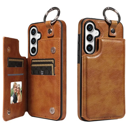 003 For Samsung Galaxy S23 FE Case Leather Ring Buckle Phone Back Cover Kickstand