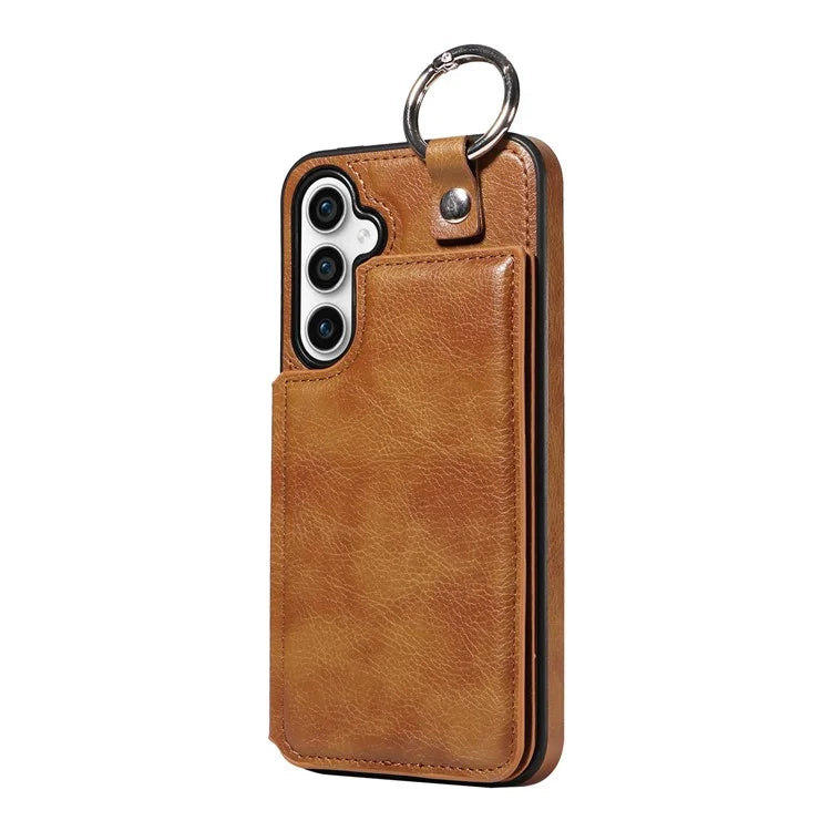003 For Samsung Galaxy S23 FE Case Leather Ring Buckle Phone Back Cover Kickstand