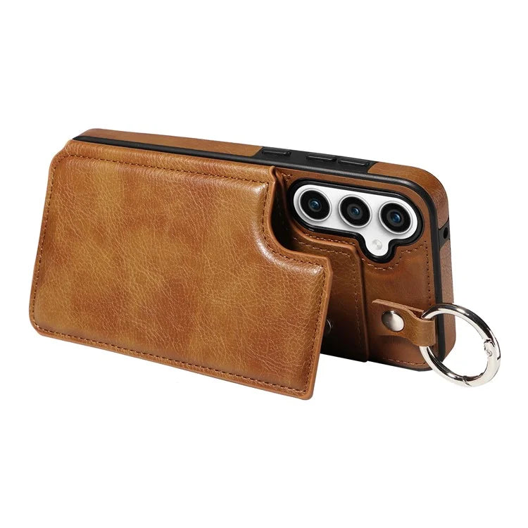 003 For Samsung Galaxy S23 FE Case Leather Ring Buckle Phone Back Cover Kickstand