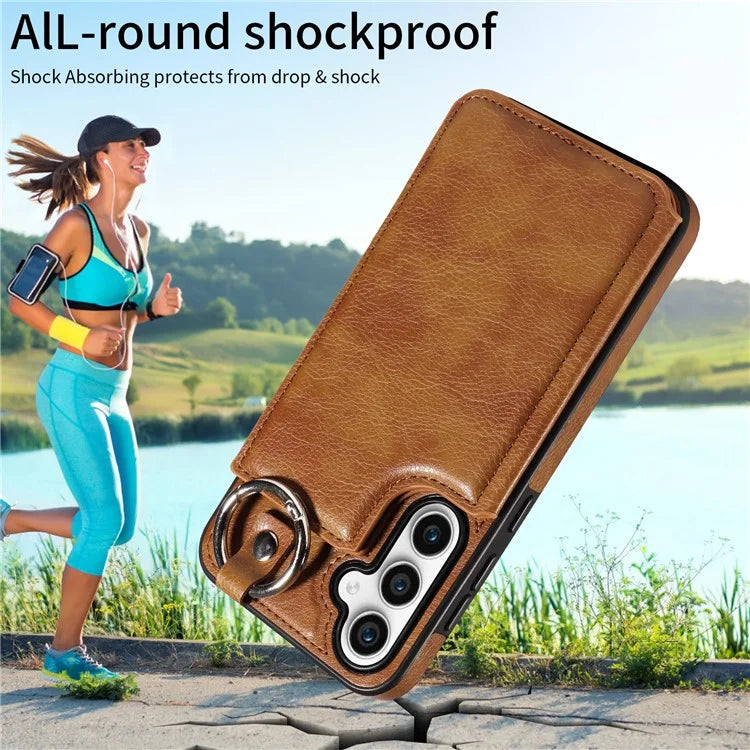 003 For Samsung Galaxy S23 FE Case Leather Ring Buckle Phone Back Cover Kickstand