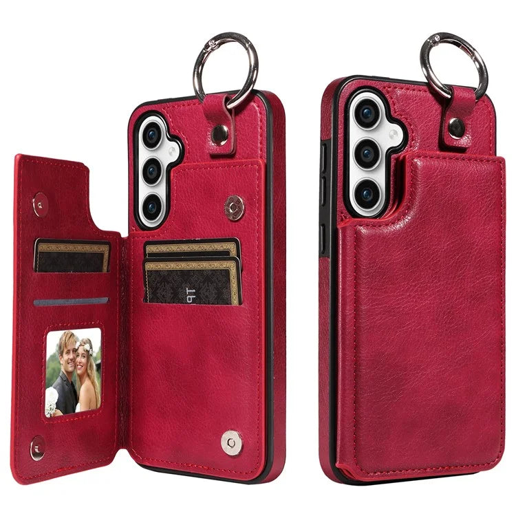 003 For Samsung Galaxy S23 FE Case Leather Ring Buckle Phone Back Cover Kickstand