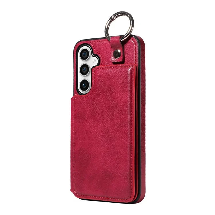 003 For Samsung Galaxy S23 FE Case Leather Ring Buckle Phone Back Cover Kickstand