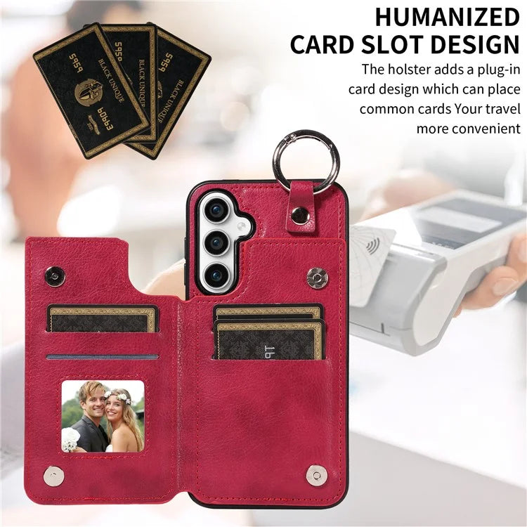 003 For Samsung Galaxy S23 FE Case Leather Ring Buckle Phone Back Cover Kickstand