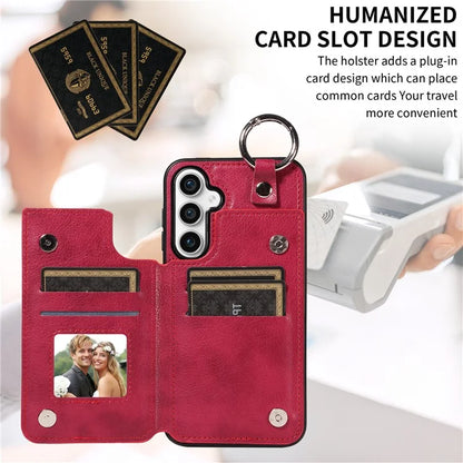 003 For Samsung Galaxy S23 FE Case Leather Ring Buckle Phone Back Cover Kickstand