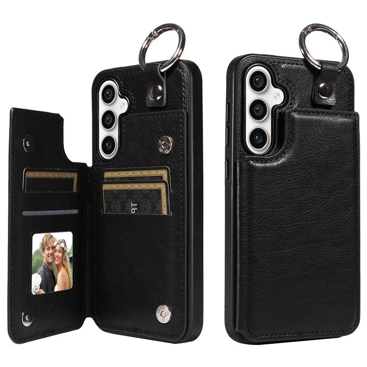 003 For Samsung Galaxy S23 FE Case Leather Ring Buckle Phone Back Cover Kickstand