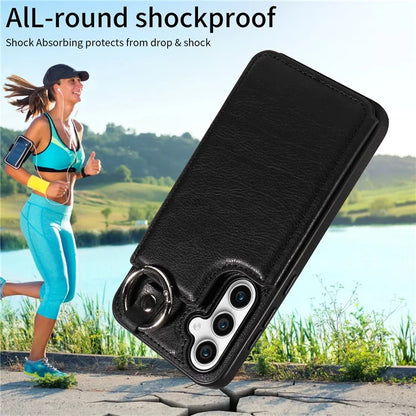 003 For Samsung Galaxy S23 FE Case Leather Ring Buckle Phone Back Cover Kickstand