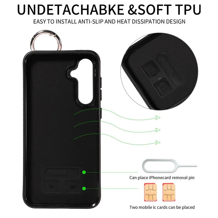 003 For Samsung Galaxy S23 FE Case Leather Ring Buckle Phone Back Cover Kickstand