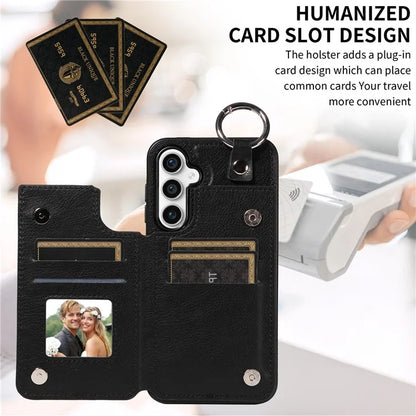 003 For Samsung Galaxy S23 FE Case Leather Ring Buckle Phone Back Cover Kickstand