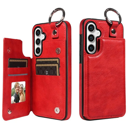 003 For Samsung Galaxy S23 FE Case Leather Ring Buckle Phone Back Cover Kickstand