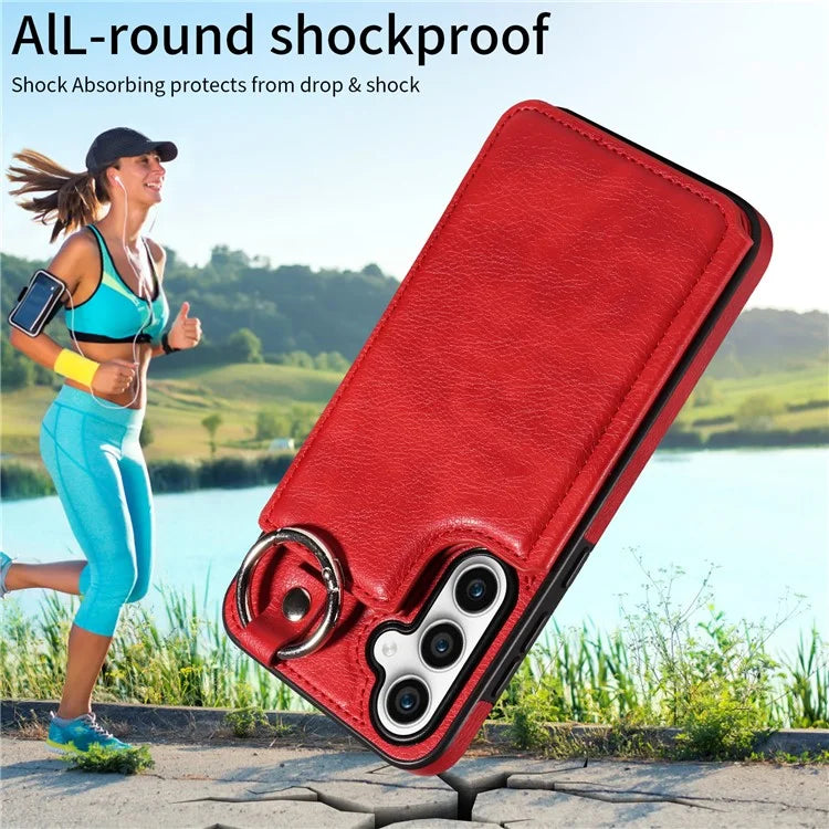 003 For Samsung Galaxy S23 FE Case Leather Ring Buckle Phone Back Cover Kickstand