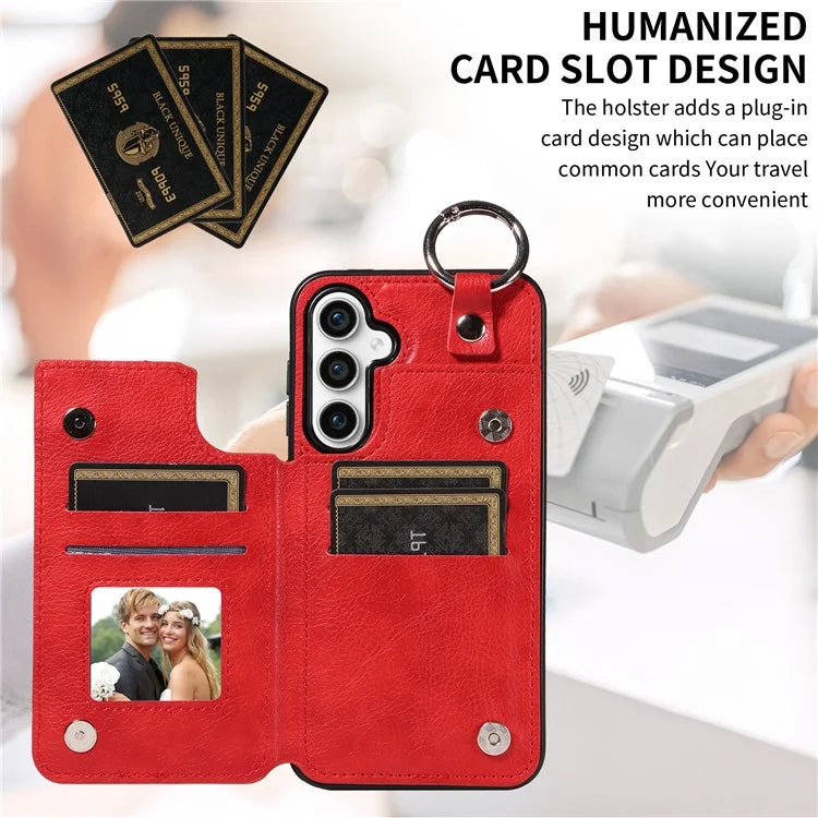 003 For Samsung Galaxy S23 FE Case Leather Ring Buckle Phone Back Cover Kickstand