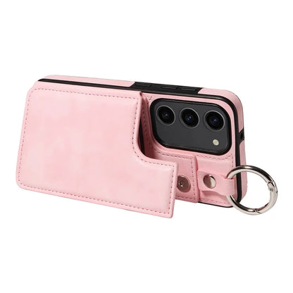 003 For Samsung Galaxy S23 Case Ring Buckle Anit-Fall Leather Phone Back Cover