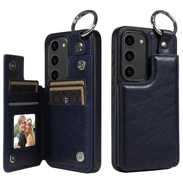 003 For Samsung Galaxy S23 Case Ring Buckle Anit-Fall Leather Phone Back Cover