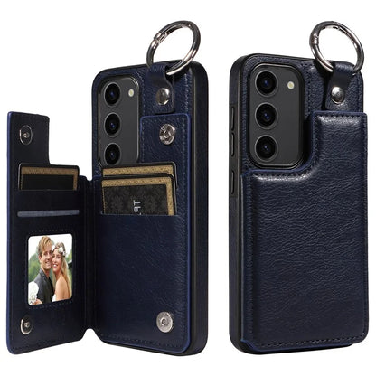 003 For Samsung Galaxy S23 Case Ring Buckle Anit-Fall Leather Phone Back Cover