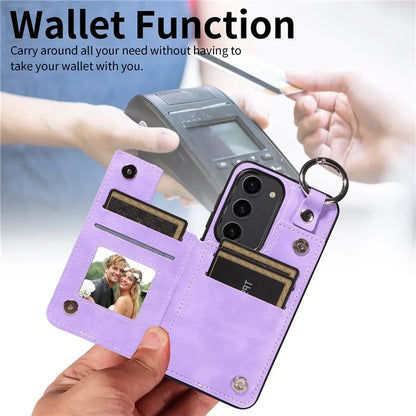 003 For Samsung Galaxy S23 Case Ring Buckle Anit-Fall Leather Phone Back Cover