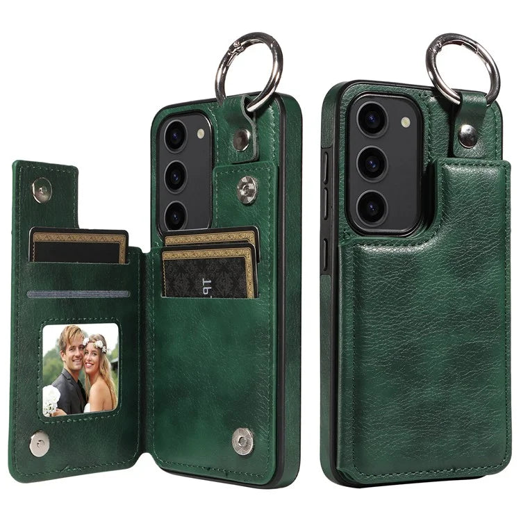 003 For Samsung Galaxy S23 Case Ring Buckle Anit-Fall Leather Phone Back Cover