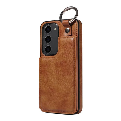 003 For Samsung Galaxy S23 Case Ring Buckle Anit-Fall Leather Phone Back Cover
