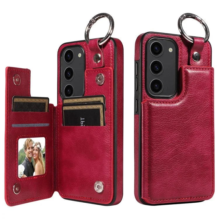 003 For Samsung Galaxy S23 Case Ring Buckle Anit-Fall Leather Phone Back Cover
