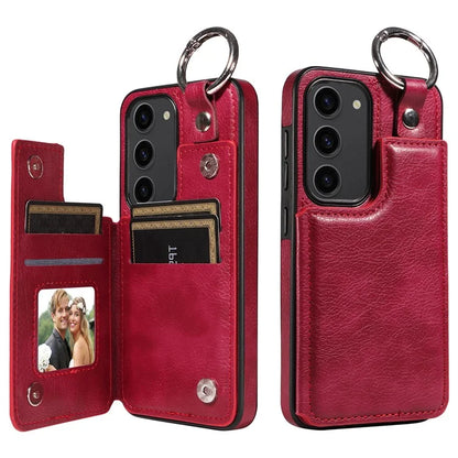 003 For Samsung Galaxy S23 Case Ring Buckle Anit-Fall Leather Phone Back Cover
