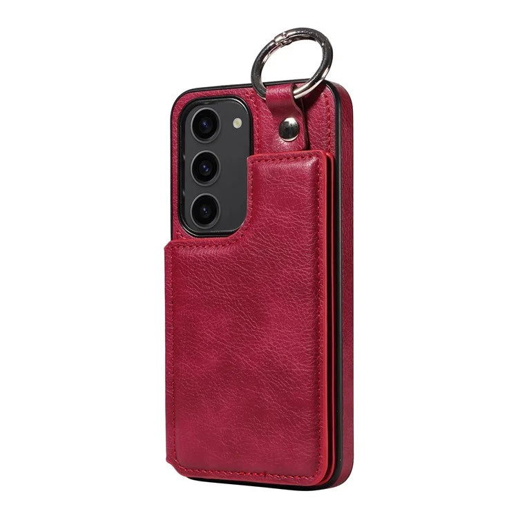 003 For Samsung Galaxy S23 Case Ring Buckle Anit-Fall Leather Phone Back Cover