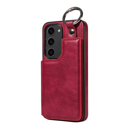 003 For Samsung Galaxy S23 Case Ring Buckle Anit-Fall Leather Phone Back Cover