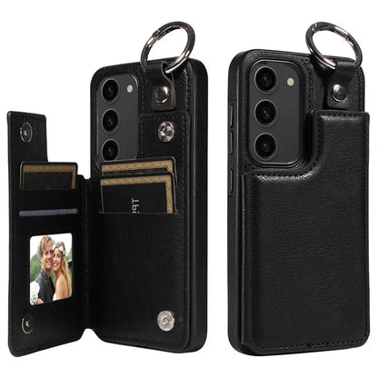 003 For Samsung Galaxy S23 Case Ring Buckle Anit-Fall Leather Phone Back Cover