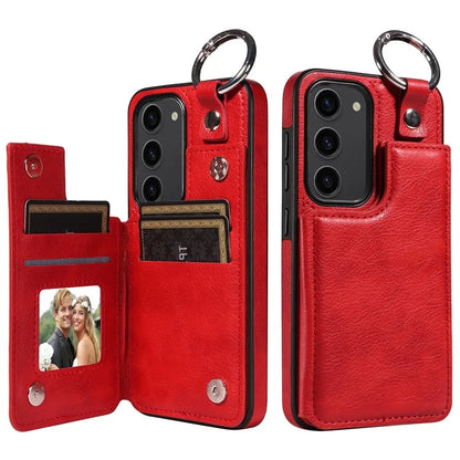 003 For Samsung Galaxy S23 Case Ring Buckle Anit-Fall Leather Phone Back Cover