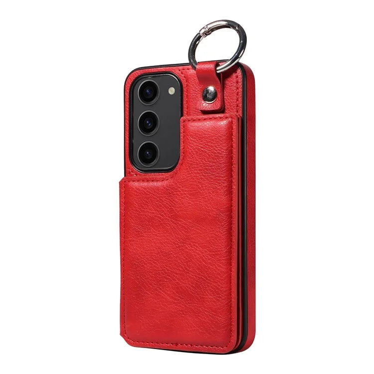 003 For Samsung Galaxy S23 Case Ring Buckle Anit-Fall Leather Phone Back Cover