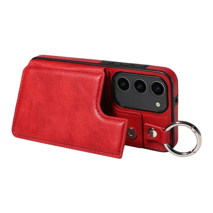 003 For Samsung Galaxy S23 Case Ring Buckle Anit-Fall Leather Phone Back Cover