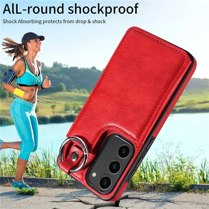 003 For Samsung Galaxy S23 Case Ring Buckle Anit-Fall Leather Phone Back Cover