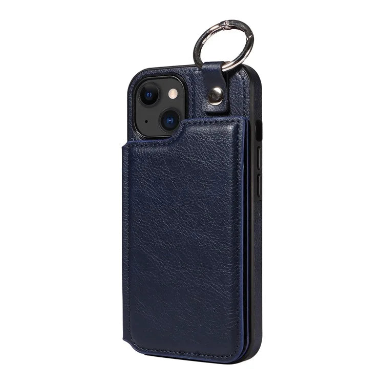 003 For iPhone 15 Case with Card Slots PU Leather Coated TPU Anti-Scratch Phone Cover