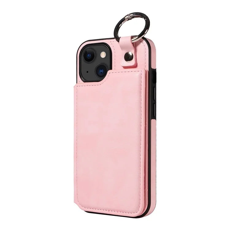 003 For iPhone 15 Case with Card Slots PU Leather Coated TPU Anti-Scratch Phone Cover