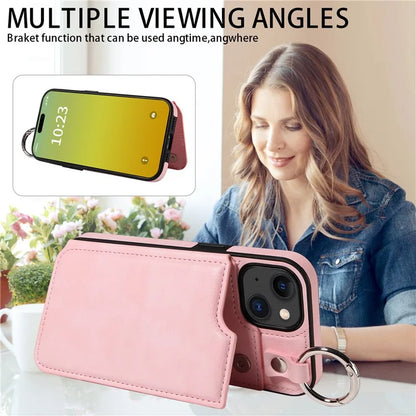 003 For iPhone 15 Case with Card Slots PU Leather Coated TPU Anti-Scratch Phone Cover