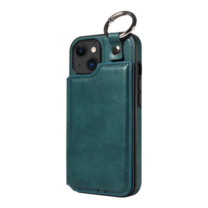 003 For iPhone 15 Case with Card Slots PU Leather Coated TPU Anti-Scratch Phone Cover