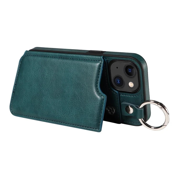 003 For iPhone 15 Case with Card Slots PU Leather Coated TPU Anti-Scratch Phone Cover