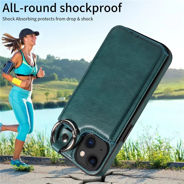 003 For iPhone 15 Case with Card Slots PU Leather Coated TPU Anti-Scratch Phone Cover