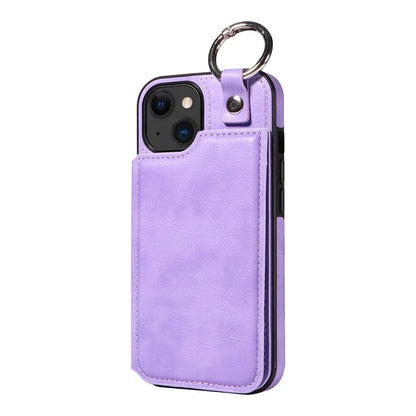 003 For iPhone 15 Case with Card Slots PU Leather Coated TPU Anti-Scratch Phone Cover
