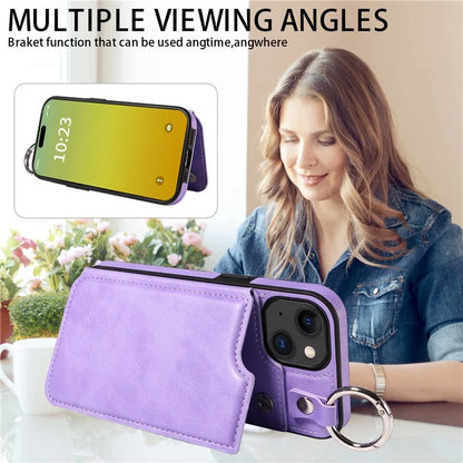 003 For iPhone 15 Case with Card Slots PU Leather Coated TPU Anti-Scratch Phone Cover