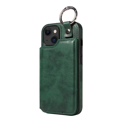 003 For iPhone 15 Case with Card Slots PU Leather Coated TPU Anti-Scratch Phone Cover