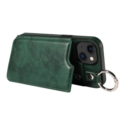 003 For iPhone 15 Case with Card Slots PU Leather Coated TPU Anti-Scratch Phone Cover