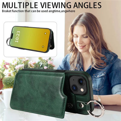 003 For iPhone 15 Case with Card Slots PU Leather Coated TPU Anti-Scratch Phone Cover