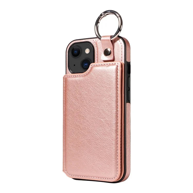 003 For iPhone 15 Case with Card Slots PU Leather Coated TPU Anti-Scratch Phone Cover
