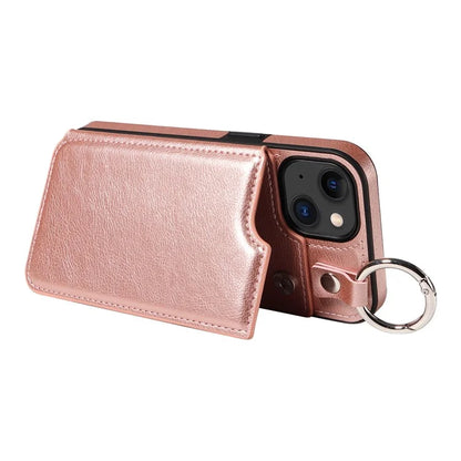 003 For iPhone 15 Case with Card Slots PU Leather Coated TPU Anti-Scratch Phone Cover