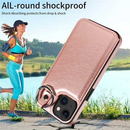 003 For iPhone 15 Case with Card Slots PU Leather Coated TPU Anti-Scratch Phone Cover