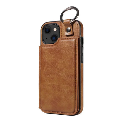 003 For iPhone 15 Case with Card Slots PU Leather Coated TPU Anti-Scratch Phone Cover