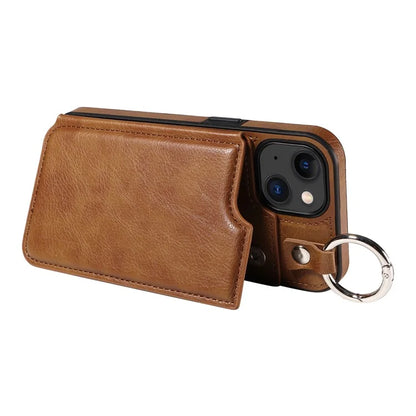 003 For iPhone 15 Case with Card Slots PU Leather Coated TPU Anti-Scratch Phone Cover